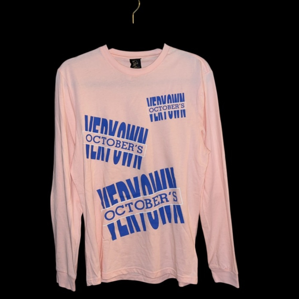 OVO Octobers Very Own Long Sleeve Tee Shirt in Salmon Pink Size Small